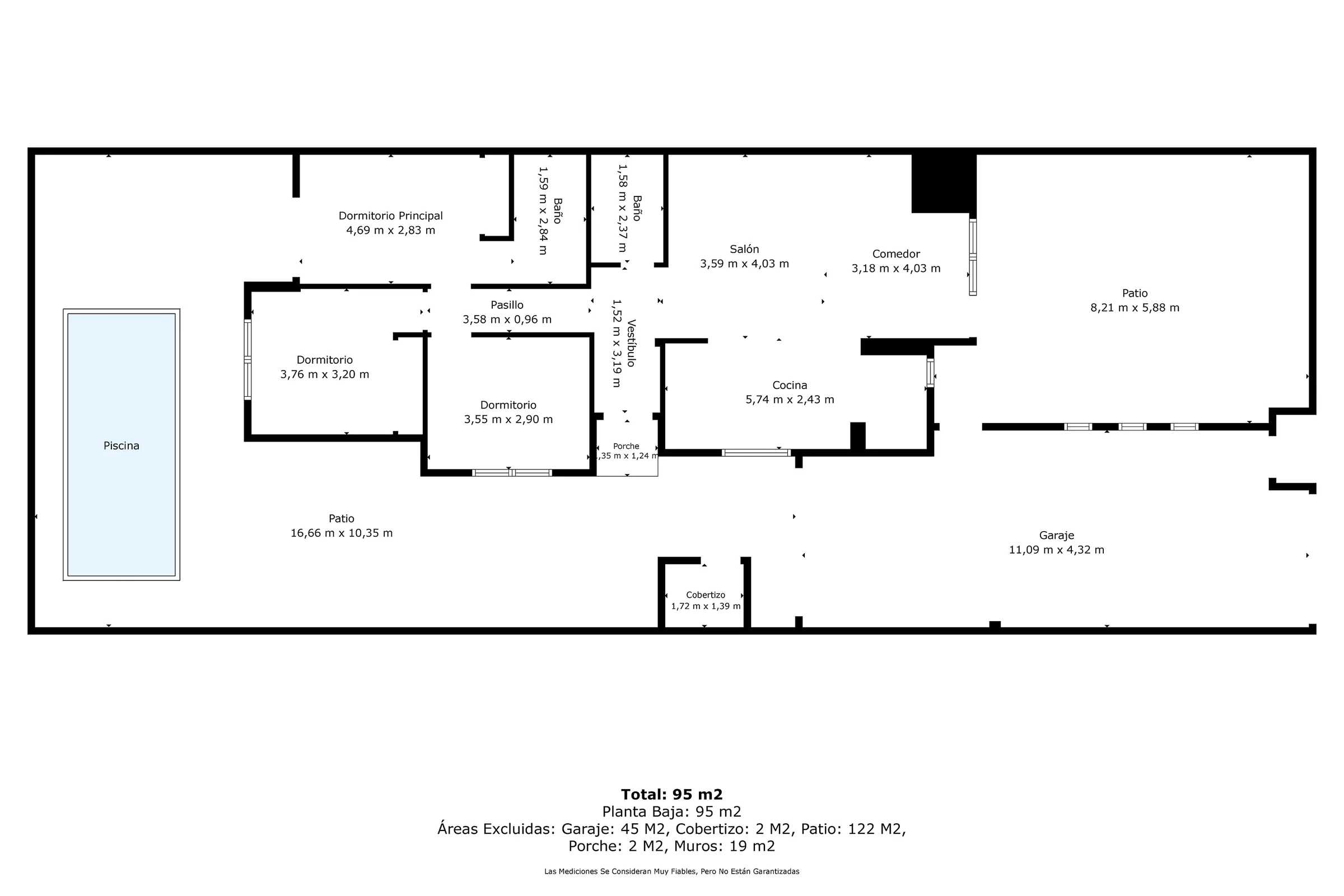 Plano 2D, plano 2d de la casa, 95 m² en una planta